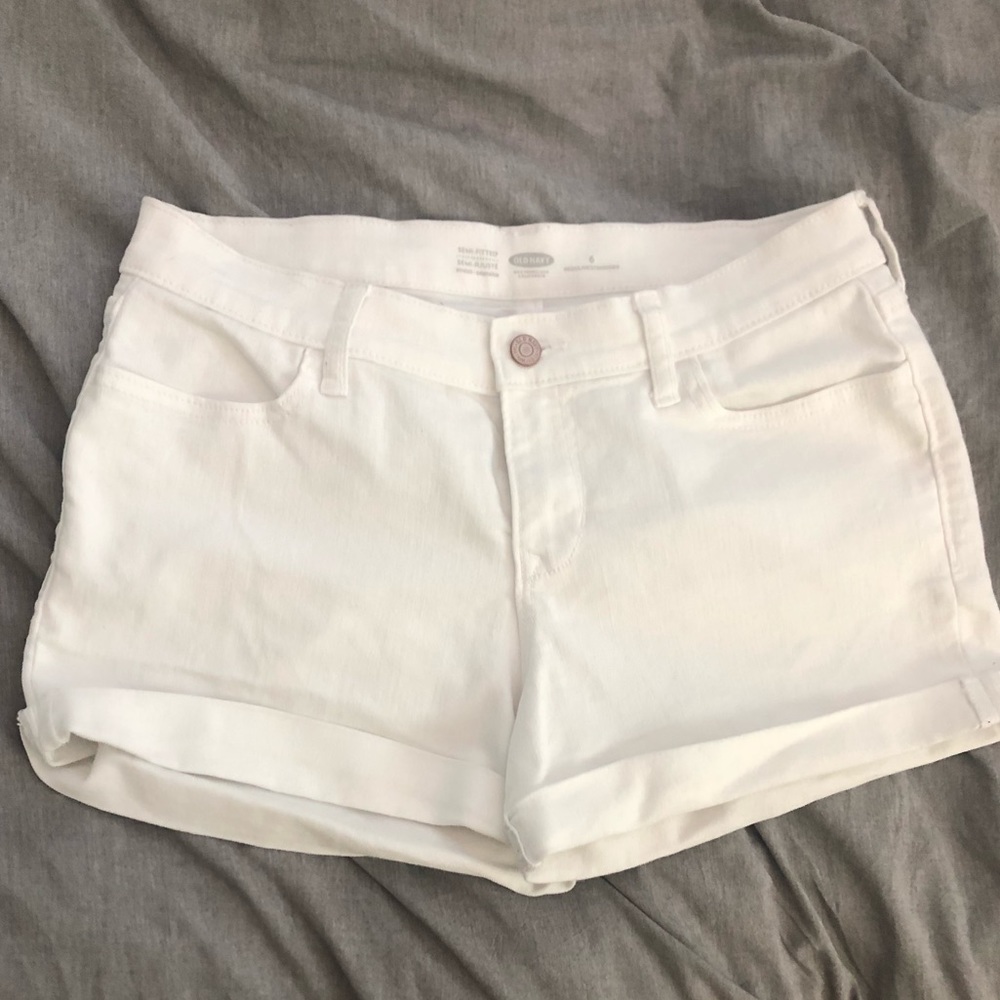 Old Navy White Semi-Fitted Jean Shorts